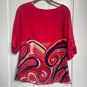 Britt Ryan Fuschia Pink Silk Boatneck Blouse